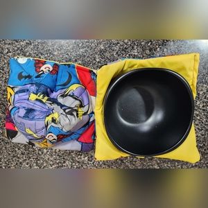 girl supper hero themed bowl cozy